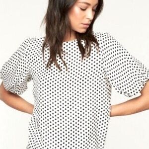 Milly Melinda Silk Polka Dot Puff Sleeve Blouse NWOT